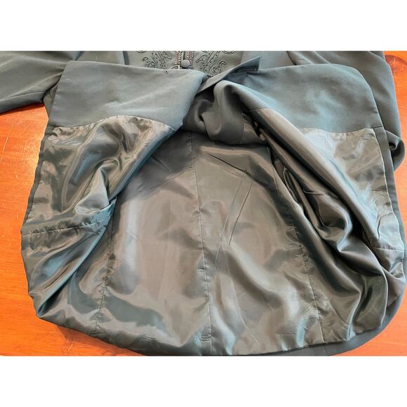 Vtg R&M Richards Karen Kwong 22W Dress Suit Top Green Embroidered Lined Formal - Picture 11 of 11